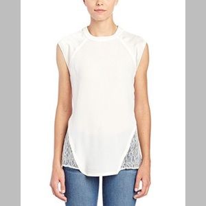 BCBGeneration High Lace White Sleeveless Blouse